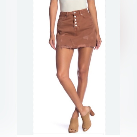 NEW We The Free by Free People A-Line Denim Jean Skirt Bronze Size 26 NWT Small - Picture 5 of 6